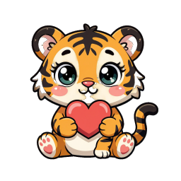 Tiger with Heart sticker